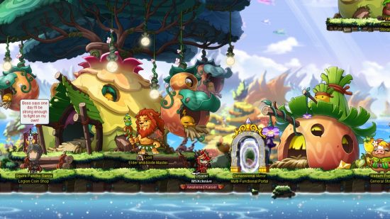 A landscape from Maplestory, a 2d, side-scrolling, free MMO.