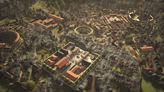 A city from the Middle-Ages in Memoriapolis, showing a close up of some of the buildings you'll be able to slap down.