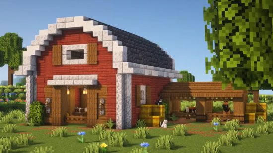 A pretty, classic animal barn build in Minecraft, and excellent Minecraft build idea.