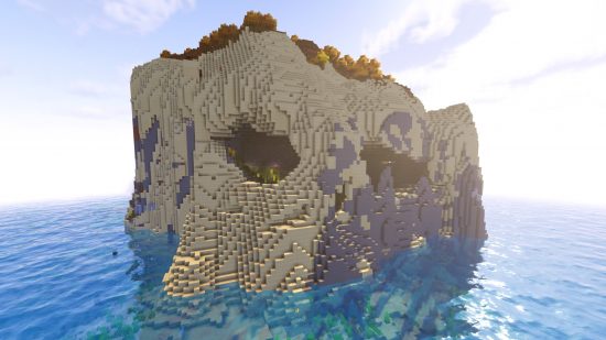An island that looks like a skull in one of the best Minecraft seeds.