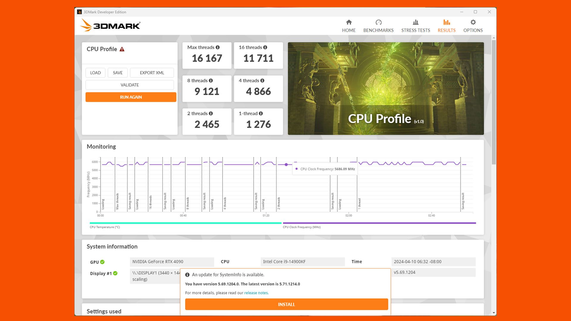 msi meg trident x2 review 14 3dmark CPU profile