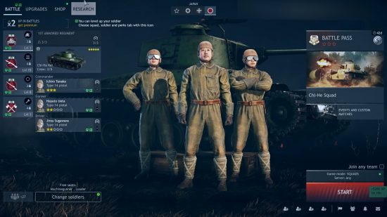 Enlisted screenshot showing a squad on the squad screen, pre-battle.