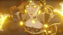 Grim co-op action-RPG sees player count boost thanks to big update: A character from Ravenswatch is shrouded in yellow as she begins to cast a spell towards the viewer.