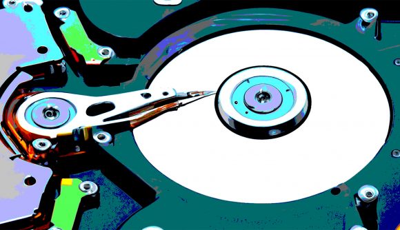 Seagate 120TB hard drive tech: Inside of a hard drive with arty colors