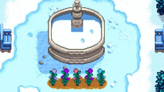 Crops grow in the snow in winter thanks to the Crops Anytime Anywhere mod, one of the best Stardew Valley mods.
