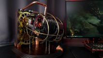 A steampunk PC based on a brain in a jar