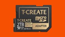 an image of the Team Group T-create 2TB MicroSD against an orange background