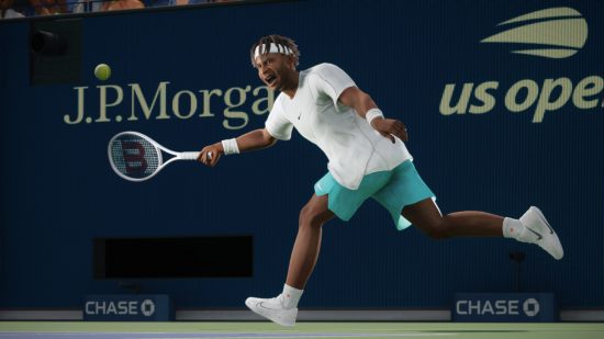 TopSpin 2K25 codes: a tennis player swings to hit the ball.