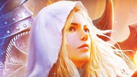 Players share feedback on massive new MMORPG's beta: A blond woman in a white hood, from Throne and Liberty.