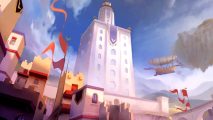 Vertical Kingdom is a new city building roguelike strategy game with a unique twist, out now on Steam - A giant tower rises up amid a city.