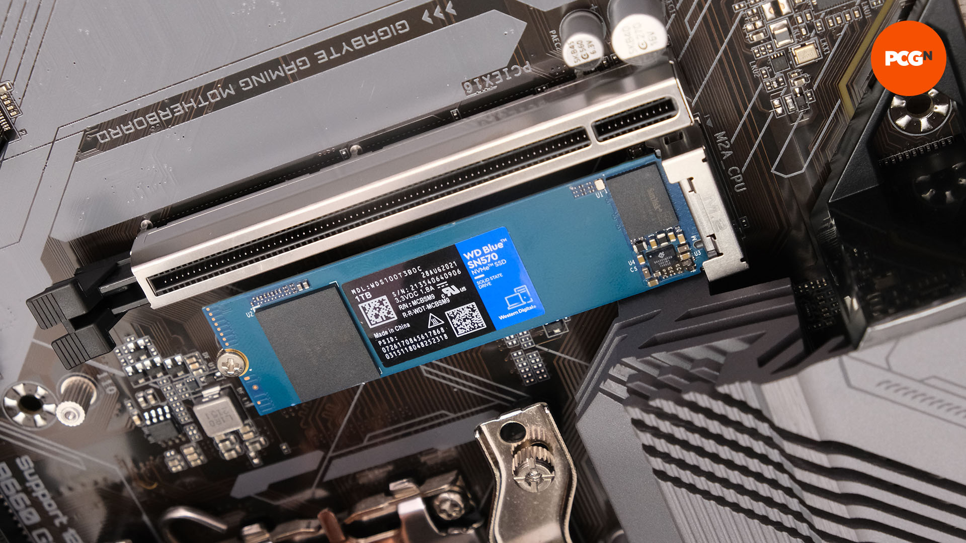 WD Blue SN570 SSD installed in Gigabyte motherboard