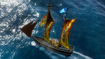 Windward Horizon - A pirate ship with flashy orange sails in this adventure sandbox game.