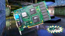 3dfx Vooodoo graphics card with Unreal background and logo