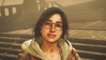 Monster Hunter character smiling with glasses