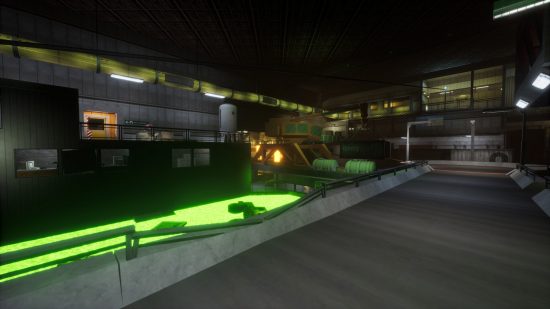 The science facility from Abiotic Factor which is overrun with a type of toxic green goo.