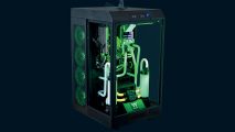 AMD threadripper gaming PC in a Tower 900 case with green RGB lighting