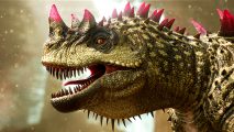 Ark Survival Ascended makes its best dinosaur mods official - The Ceratosaur, a chunky-skulled creature with bright pink spikes running down its skull and back.