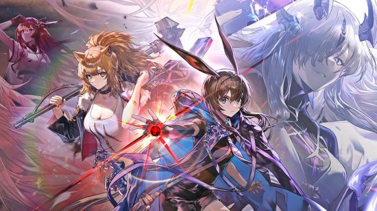 Best gacha games: The characters in Arknights pose together, their sword and magic at the ready.