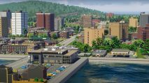 Cities Skylines 2 mods: A little downtown area from city building game Cities Skylines 2