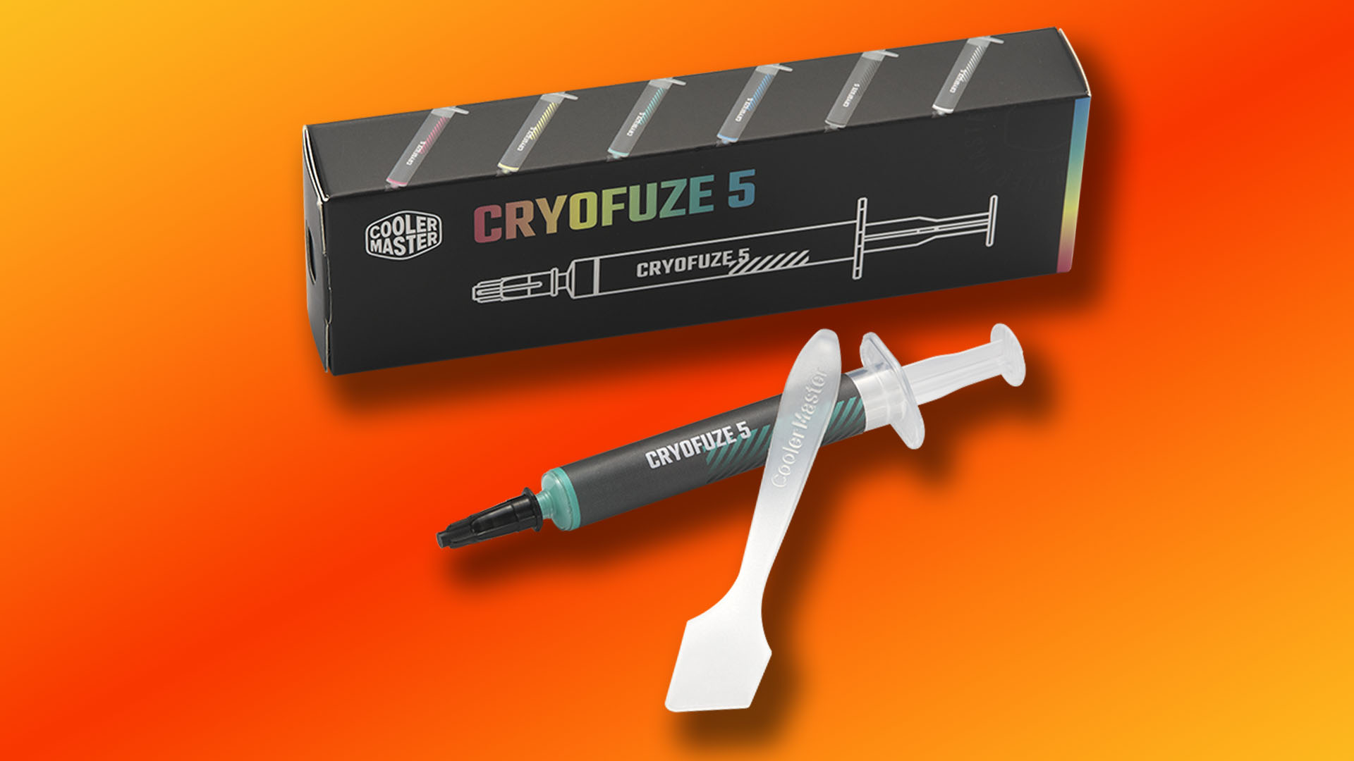 Cooler Master Cryofuze farbige Wärmeleitpaste mit Spatel und Verpackung