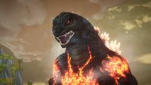 Dave the Diver gets hunted by the biggest sushi in free Godzilla DLC: Godzilla stands ablaze in Dave the Diver.