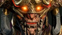 Diablo 4 Season 4 update causes confusion over Bash Barbarian nerf to one of the best D4 builds - A Barbarian wearing a golden, horned helmet with glowing orange eyes.