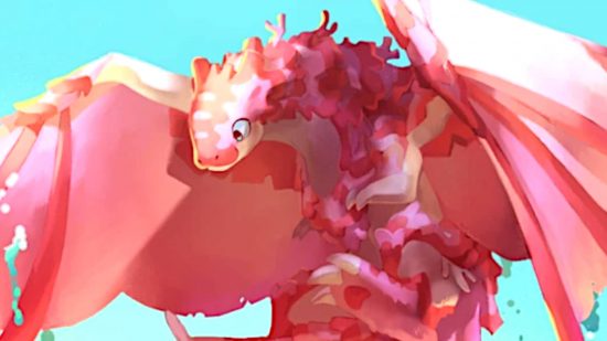 Dragon Adventures codes: a pink feathery dragon with a cute face.