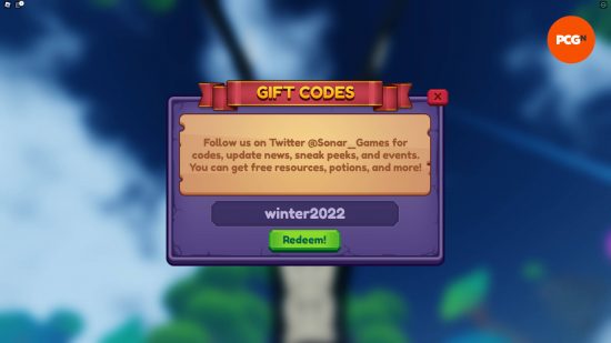 The redeem screen where you can submit Dragon Adventures codes.