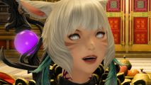 Before FF14 Dawntrail arrives, you can return early for free with no subscription needed - Y'Shtola Rhul, a white-haired Miqo'te woman carrying a black staff set with a large purple crystal.