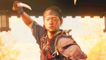 Ghost of Tsushima tops God of War as PlayStation’s biggest PC port: A samurai wearing a bandana and holding a sword, Jin Sakai from Ghost of Tsushima.