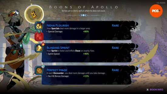 A selection of Apollo's Hades 2 boons.