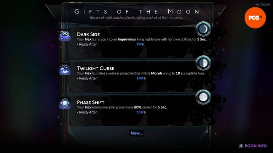 A selection of Selene's Hades 2 boons.