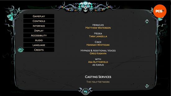 Some of the Hades 2 voice actors as listed in the game's credits, including Asa Butterfield as Icarus.