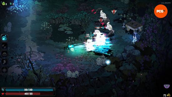 Combat in the Hades 2 review is advanced, with Boons pushing foes away with waves.