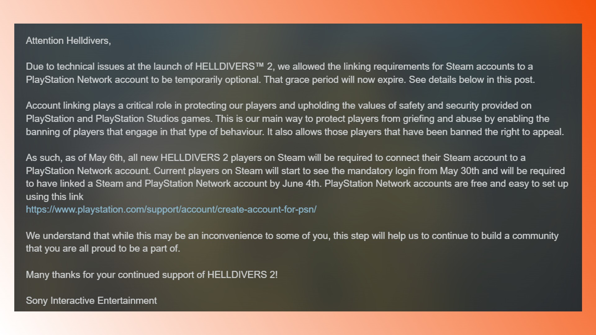 Cuenta vinculada de Helldivers 2: un aviso sobre la vinculación de cuentas de Steam de Helldivers 2