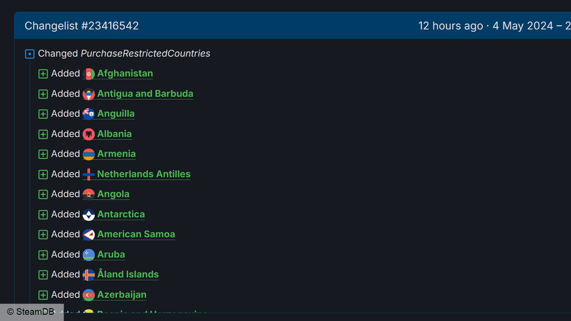 Helldivers 2 Steam delisting: an image of SteamDB, showing where HD2 has been removed