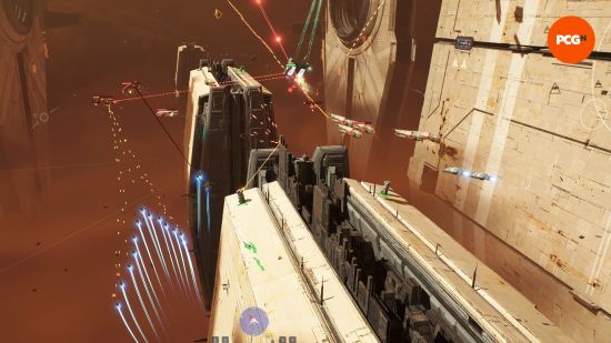 Best new PC games: an intense space battle between several small ships.