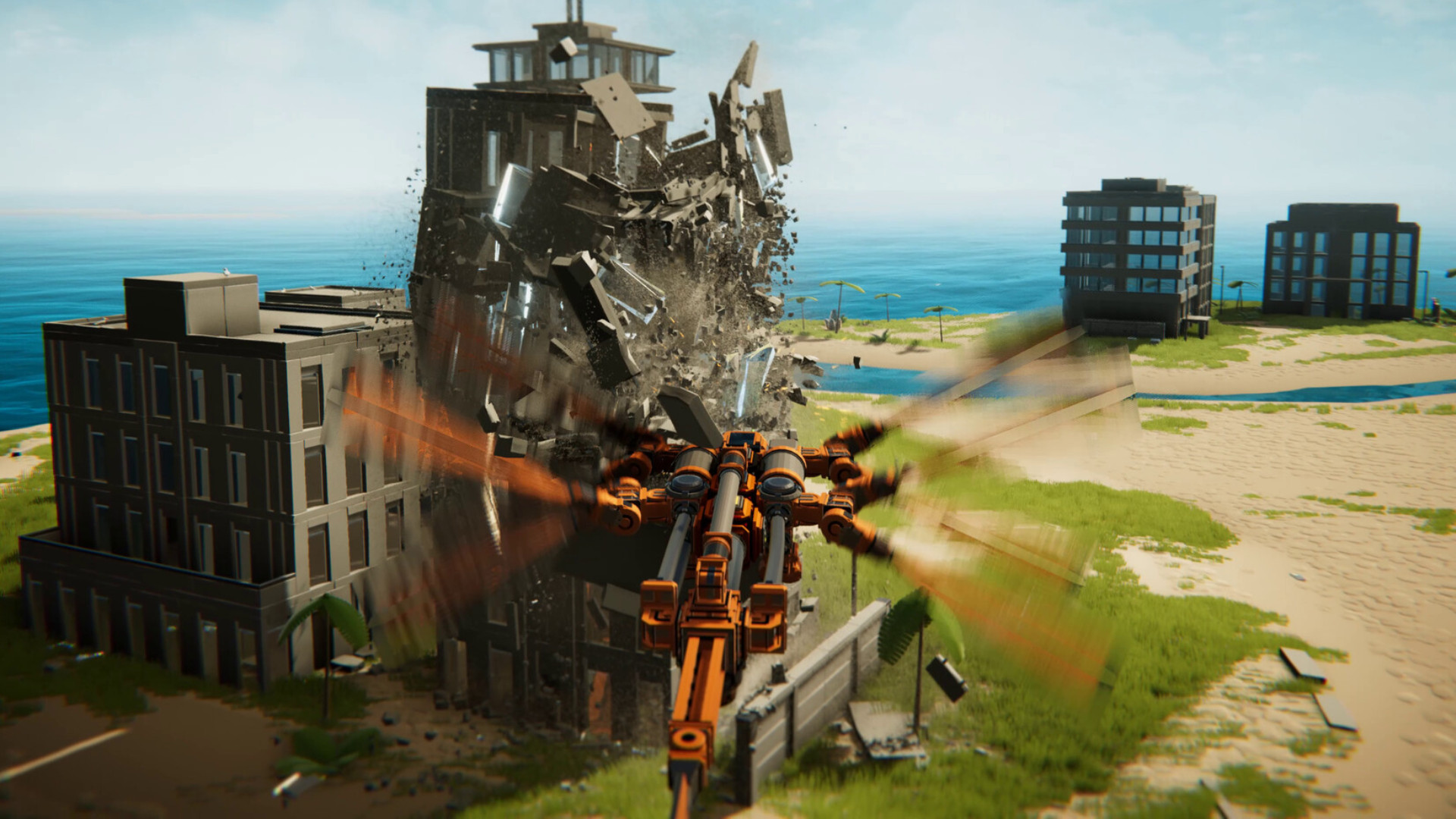 Instruments of Destruction version 1.0 is a delightful new physics sandbox - A bee-like plane with vibrating wings fires at a high-rise building, causing it to crumble.