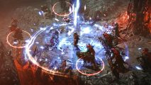 Diablo meets Valheim in new roguelike survival RPG Jötunnslayer Hordes of Hel - Lightning crashes down on a Norse warrior, damaging their foes in a large circle around them.
