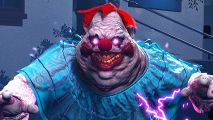 Killer Klowns from Outer Space’s launch hits popcorn gun problems: A Klown from the game rippled with purple electricity in a threatening manner.