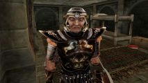 Morrowind’s best quest just got even better with this new mod : Imperial Champion Larrius Varro looks at the camera in the barracks region of Fort Moonmoth.