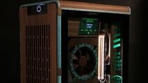Retro Rust gaming PC with wood panels and a custom LCD screen
