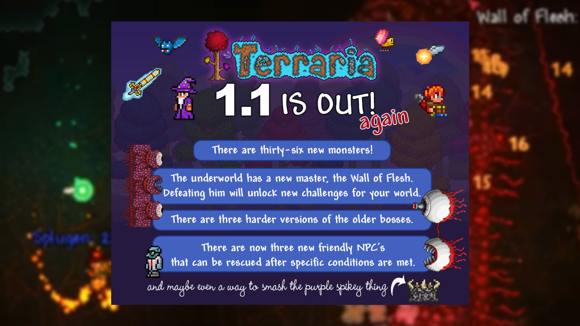 Das Terraria 1.1-Update ist (wieder) erhältlich – Posterankündigung 