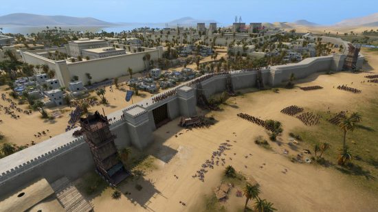 A siege in the desert sands of Total War Pharaoh.