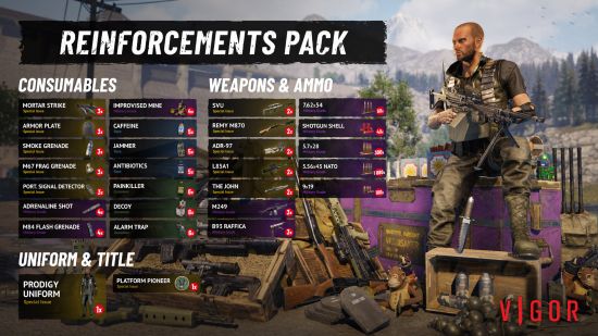 The full details of what's included in the Vigor Reinforcements Pack
