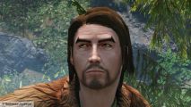 Skyrim mod Dark Brotherhood: a man with long brown hair and short beard looks confused