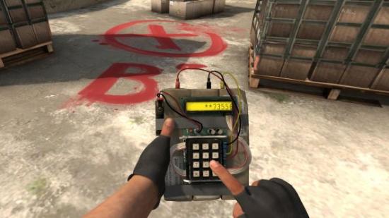 A time bomb being planted in Counter-Strike Global Offensive.