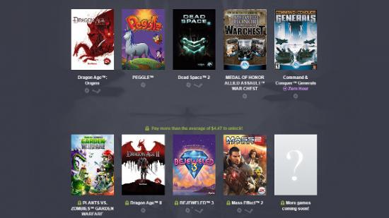The contents of the EA Humble Bundle