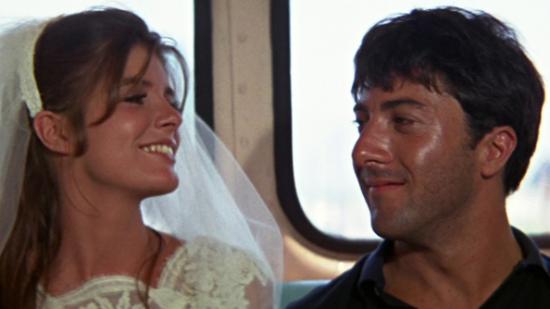 The end of the Graduate in which Elaine and Benjamin ride away together after she flees her wedding but the dread of the future oppresses them both.