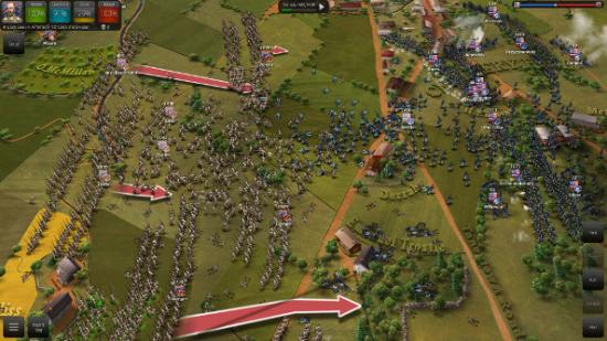 Heavy combat takes place on the colorful map of Ultimate General: Gettysburg.